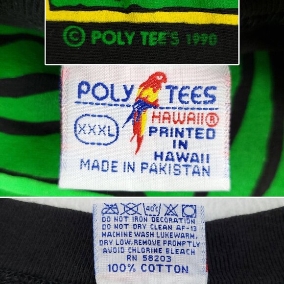 Poly Tees Hawaii Vintage T-Shirt 90s Parrot Single Stitch XXXL (Please Read) - Picture 3 of 14